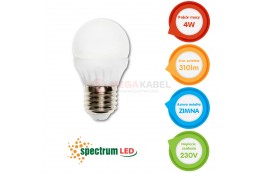 Żarówka LED kulka E27 4W 230V b.zimna Spectrum