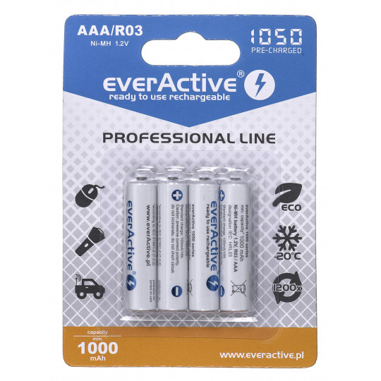 Akumulatorki AAA 1000mAh EVHRL03 4 sztuki EverActive