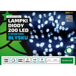 Christmas tree lights LED-200/G/5M blue 20m FLASH OKEJ LUX