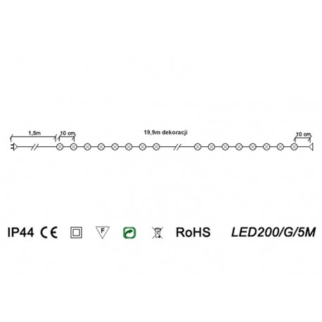 Lampki choinkowe LED-200/G/5M niebieski 20m FLASH OKEJ LUX