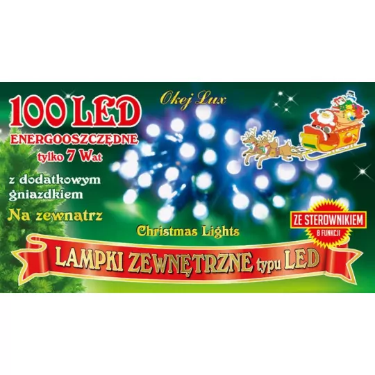 Christmas tree lights LED100/8F red 10m 8 functions outdoor OKEJ LUX