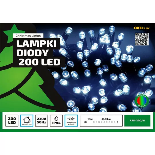Christmas tree lights LED200/G 7,2W multicolor outdoor 20m OKEJ LUX