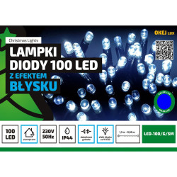 Christmas tree lights LED100/G/5M blue 10m outdoor FLASH OKEJ LUX