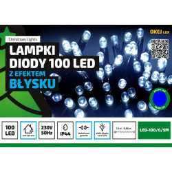 Lampki choinkowe LED100/G/5M niebieskie 10m zewnętrzne FLASH OKEJ LUX