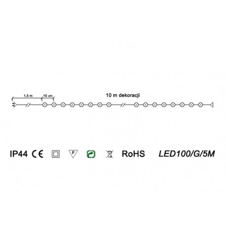 Christmas tree lights LED100/G/5M blue 10m outdoor FLASH OKEJ LUX