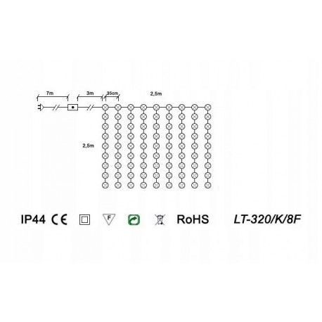 Curtain lights LT-320/K/8F cold waterfall 8 functions outdoor OKEJ LUX