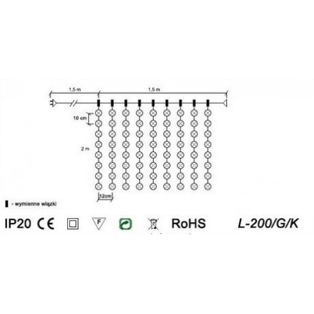 Light curtain L-200/G/K warm indoor 2x1.5m OKEJ LUX