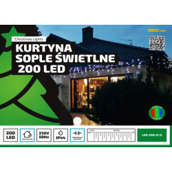 Curtain icicle LED200/G/S multicolor outdoor 8,75m
