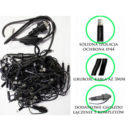 Curtain icicle LED200/G/S multicolor outdoor 8,75m