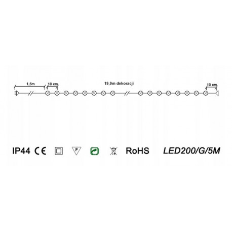 Lampki choinkowe LED 200 7,2W zimne zewnętrzne 20m FLASH OKEJ LUX