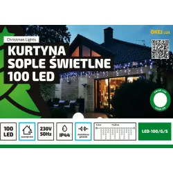 Curtain icicle LED-100/G/S cold outdoor 4,25m OKEJ LUX