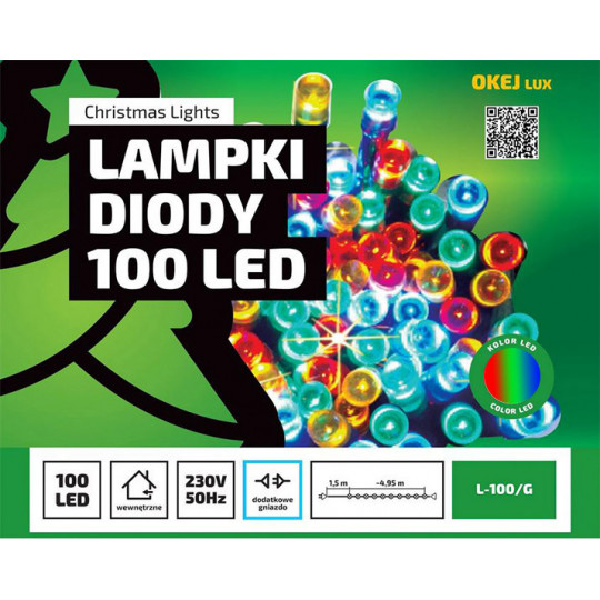 Lampki choinkowe LED L-100/G RGB wewnętrzne 4,95m OKEJ LUX