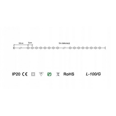 LED Christmas tree lights L-100/G RGB indoor 4,95m OKEJ LUX