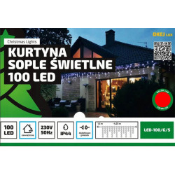 Curtain icicle LED100/G/S red outdoor 4,25m OKEJ LUX