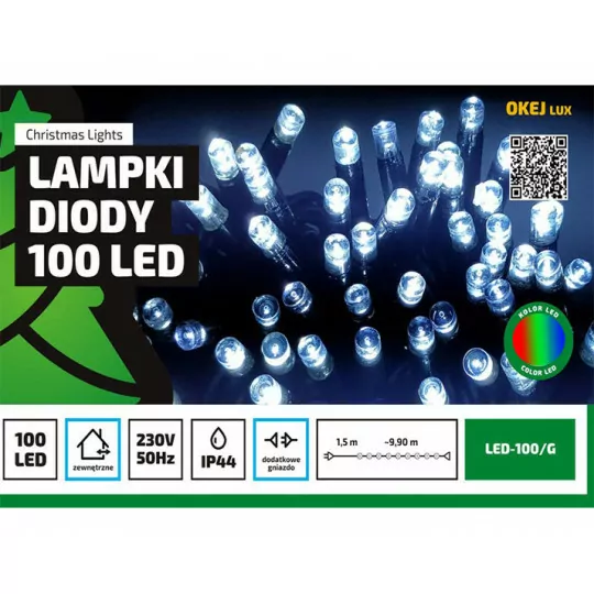 Christmas tree lights LED-100/G multicolor outdoor 10m OKEJ LUX