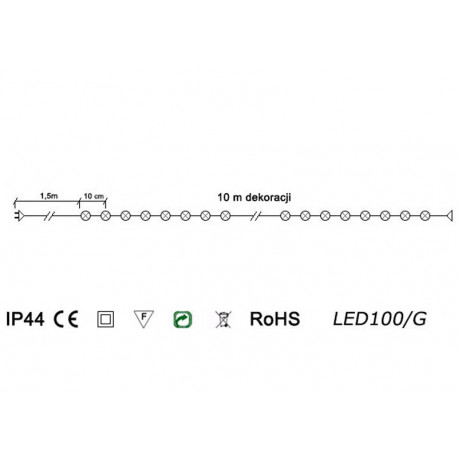 Christmas tree lights LED-100/G multicolor outdoor 10m OKEJ LUX