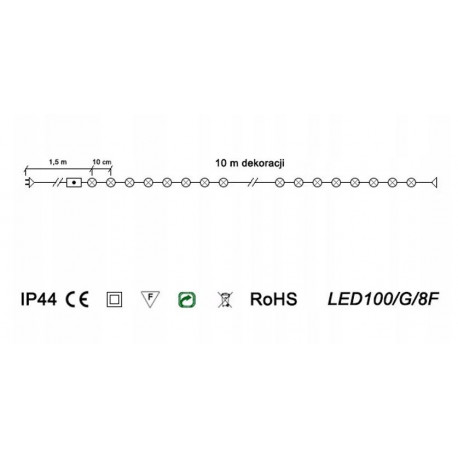 Christmas tree lights LED100/8F blue 10m 8 functions outdoor OKEJ LUX