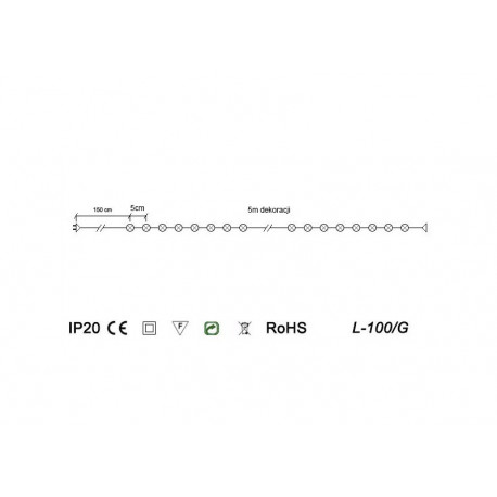 LED Christmas tree lights L-100/G multicolor indoor 4,95m OKEJ LUX