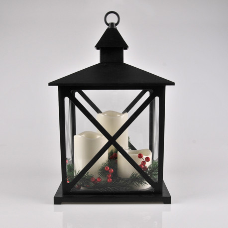 LED decorative lantern black 312792 3-candle 3xAA POLUX