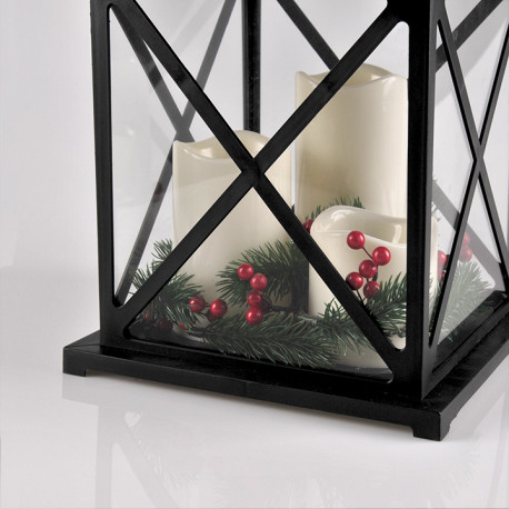 LED decorative lantern black 312792 3-candle 3xAA POLUX
