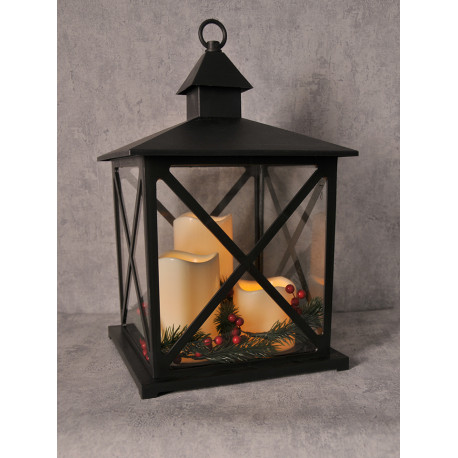 LED decorative lantern black 312792 3-candle 3xAA POLUX