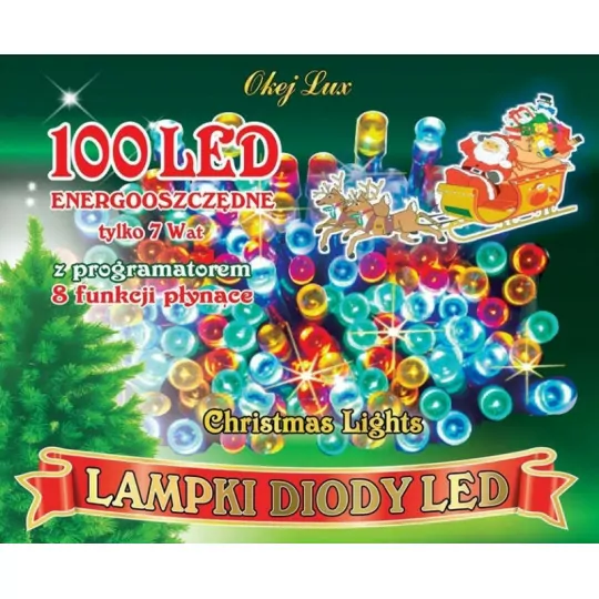 Lampki choinkowe LED L-100/8F/M multikolor wewnętrzne OKEJ LUX