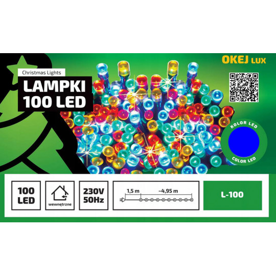 Lampki choinkowe łańcuch LED L-100/N niebieskie wewnętrzne OKEJ LUX