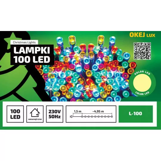 Lampki choinkowe łańcuch LED L-100/X barwa ciepła wewnętrzne OKEJ LUX