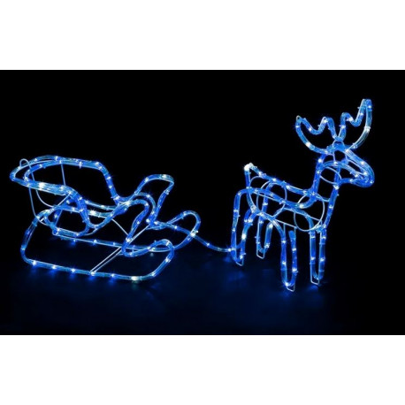 Renifer + sanie LED niebieski + FLASH CW romiar L