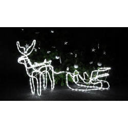 Reindeer + LED sleigh cold white + FLASH CW size M