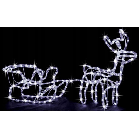 Reindeer + LED sleigh cold white + FLASH CW size M