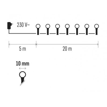 Lampki choinkowe kulki XMAS ciepły cherry timer 200LED 20m ZY1601T IP44 EMOS