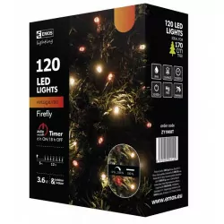 Lampki choinkowe świetliki XMAS vintage czerwony timer ZY1908T IP44 EMOS