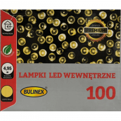 Lampki choinkowe LED 100L wewnętrzne + gniazdo ciepły 5m Bulinex