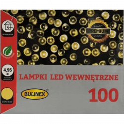 Lampki choinkowe LED 100L wewnętrzne + gniazdo ciepły 5m Bulinex