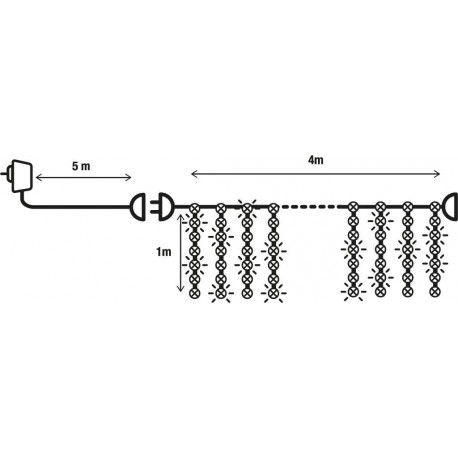 Lampki choinkowe kurtyna 200LED flash 4x1m zimne wewnętrzne Bulinex