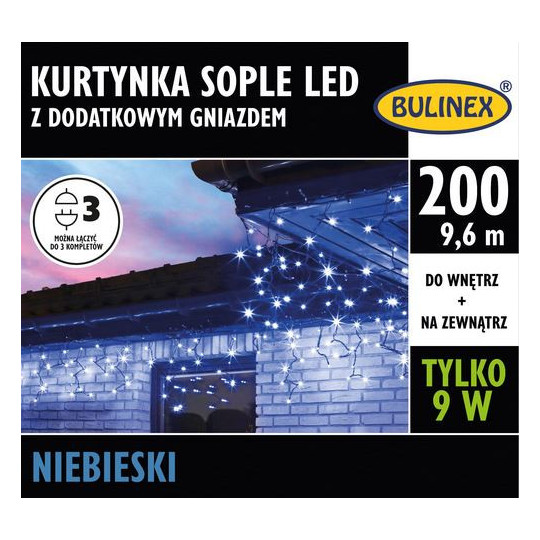 Curtain icicle LED200 blue 9,6m 13-576 Bulinex