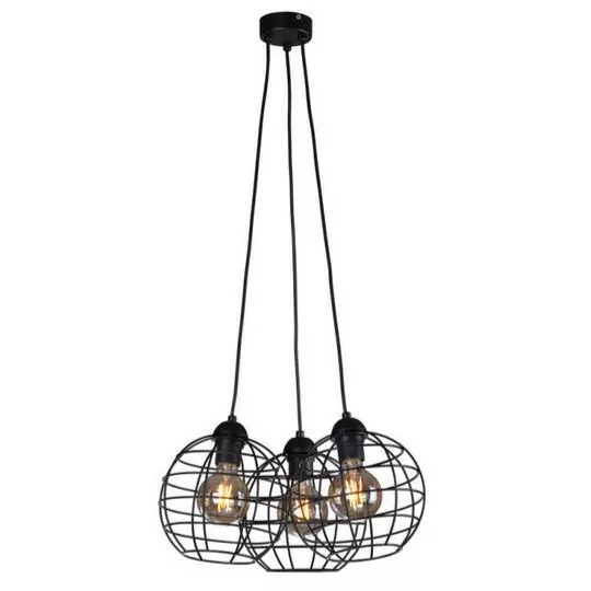 K-3941 sphere III ceiling pendant lamp black braided E27 Kaja