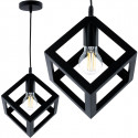 Lampa wisząca geometryczna KOSTKA-0100 czarna E27 zwis Lumiled