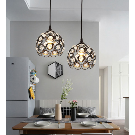 Lampa wisząca KRYSZTAŁ-0170 druciana diament czarna E27 Lumiled