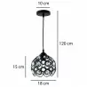 Lampa wisząca KRYSZTAŁ-0170 druciana diament czarna E27 Lumiled
