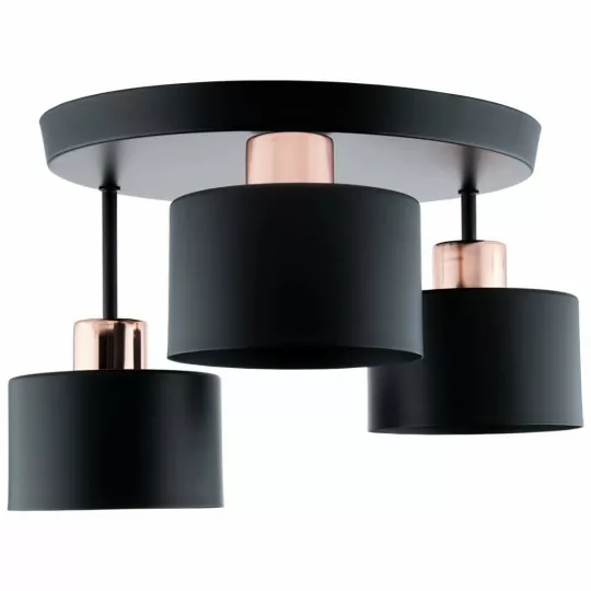 Lampa sufitowa RÓŻOWE ZŁOTO-0060 spot okrągła czarna E27 Lumiled