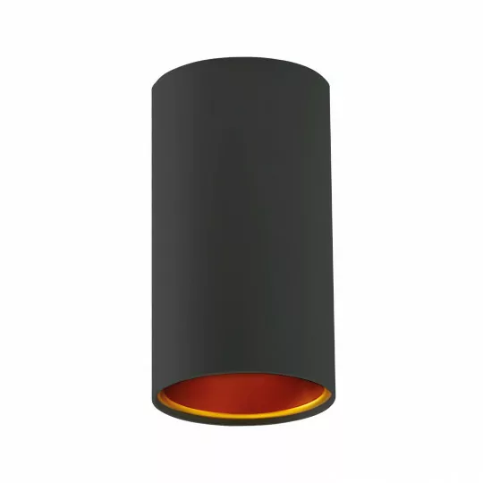 Lampa plafon tuba CHLOE czarna złote oczko oprawa SPECTRUM
