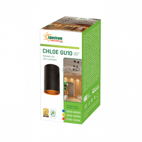 Lampa tuba CHLOE czarna złote oczko GU10 Spectrum