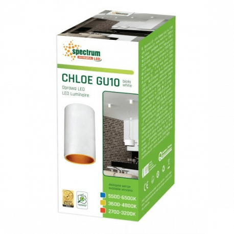 CHLOE tube lamp white gold GU10 eyelet Spectrum