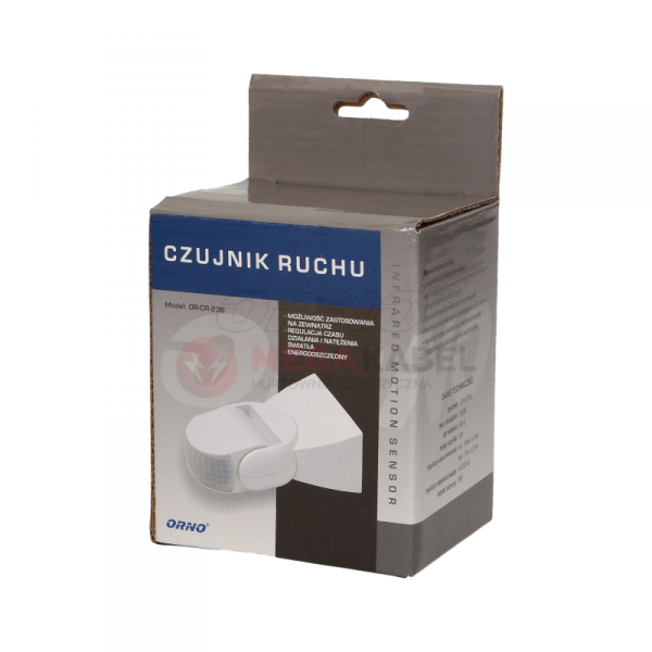 Czujnik ruchu z regulacją pionowa i poziomą 180°, IP65 OR-CR-236 Orno