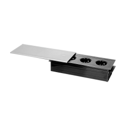 Recessed furniture socket 3GN z/u black Orno