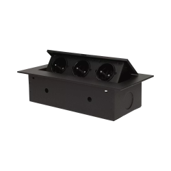 Gniazdo meblowe wpuszczane w blat z płaskim rantem 3x2P+Z czarne Orno