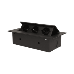 Recessed furniture socket with flat rim 3x2P+Z black Orno