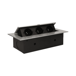 Recessed furniture outlet with flat rim, 3x2P+Z, silver Orno